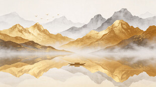 金色山水画