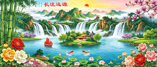 青山绿水山水画