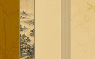 宋氏美学格栅山水画背景壁画