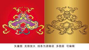 吉祥如意炫彩烫金纹包装设计底纹