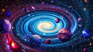 梦幻绚丽的宇宙星系景观