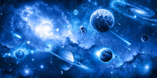 太空漩涡宇宙星球银河宇航员背景