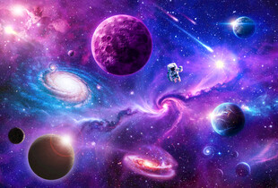 璀璨星空宇宙漩涡外太空星球背景