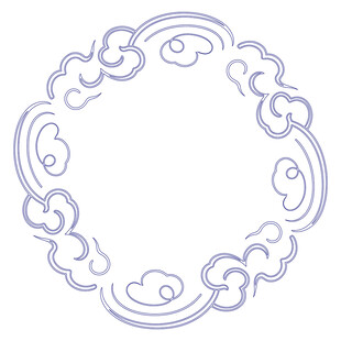 中式云纹圆形装饰框线稿矢量图