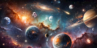 浩瀚宇宙星球太空宇航员银河背景