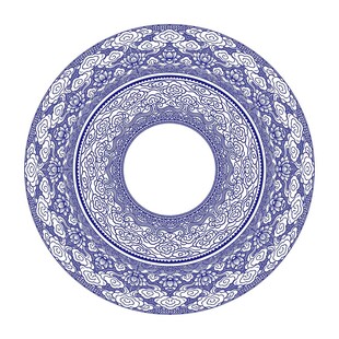 传统青花祥云莲花环形无缝纹样
