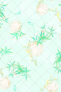 清新淡雅花卉几何底纹图案