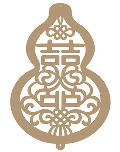 中式葫芦形双喜剪纸图案