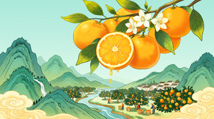 冰糖桔插画手绘