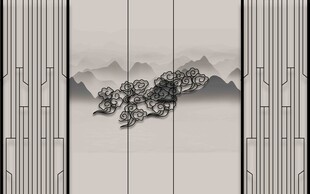 中式山水屏风装饰画