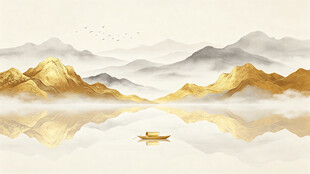 金色山水画