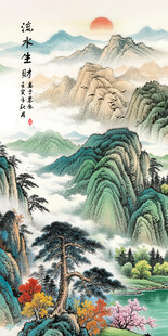 迎客松山水画
