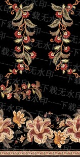 复古刺绣花卉纹样