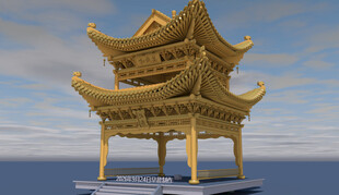 金色古建筑凉亭