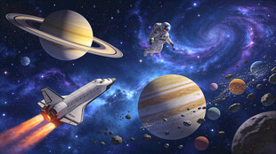 太空星球宇宙黑洞宇航员星空背景