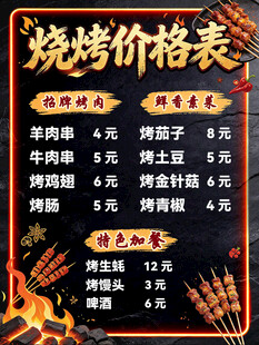 烧烤价格表海报