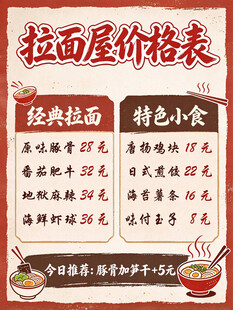 拉面屋价格表