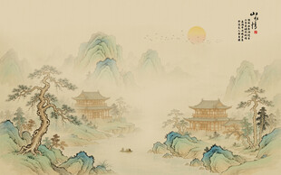宋式青绿千里江山山水装饰画