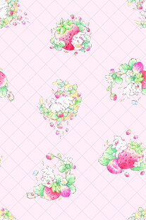 粉色水彩草莓碎花图案