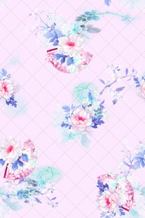 水彩淡粉花卉底纹