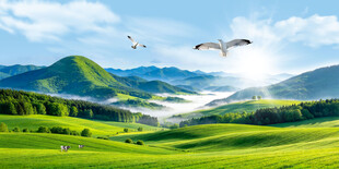 山川丘陵草原背景图