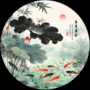荷花鲤鱼图