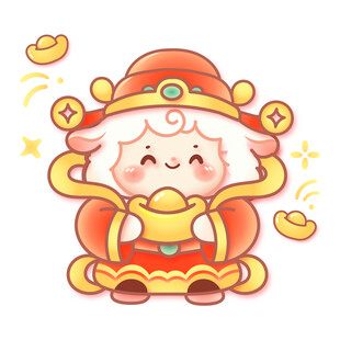 羊年新春矢量小羊财神喜庆招财
