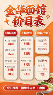 金华面馆价目表