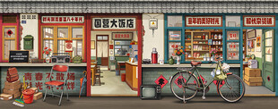 童年怀旧复古背景墙