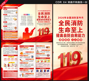 2026年消防宣传月三折页