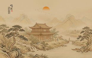 新中宋氏美学古画山水画壁画壁纸