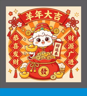 羊年大吉新春贺岁插画