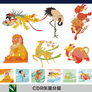 醒狮丹顶鹤麒麟凤凰九色鹿玄武