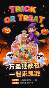 万圣狂欢夜趣味宣传海报