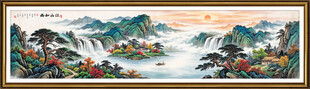 迎客松聚宝盆客厅山水装饰挂画