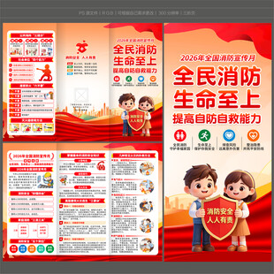 消防月三折页