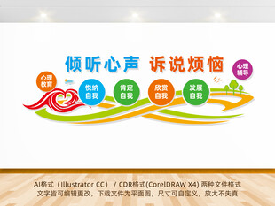 心灵驿站心理教育文化墙