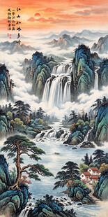 竖幅山水画