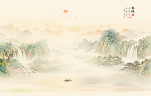 意境山水水墨画
